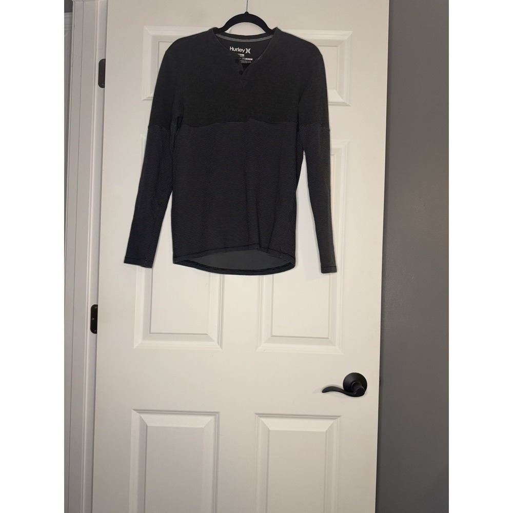 Hurley Men's Striped Henley Long Sleeve Nike Dri Fit Material Small